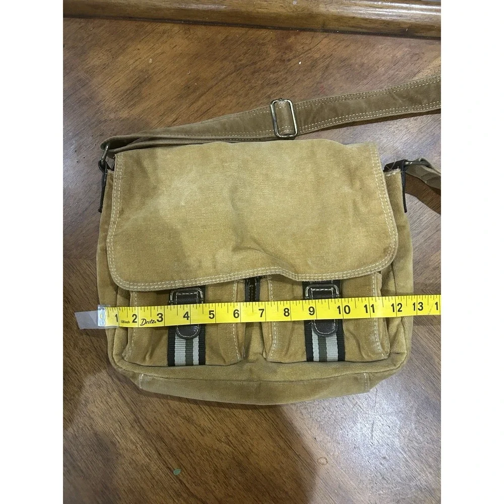 Vintage Y2K Canvas Messenger Bag Brown Boho Crossbody Shoulder Bag Elena Gilbert